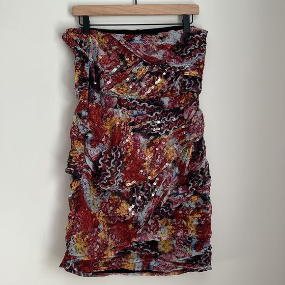 DVF Diane Von Furstenberg GARVIN EMBELLISHED Sequin Silk Strapless Dress Size 10 - Picture 3 of 13